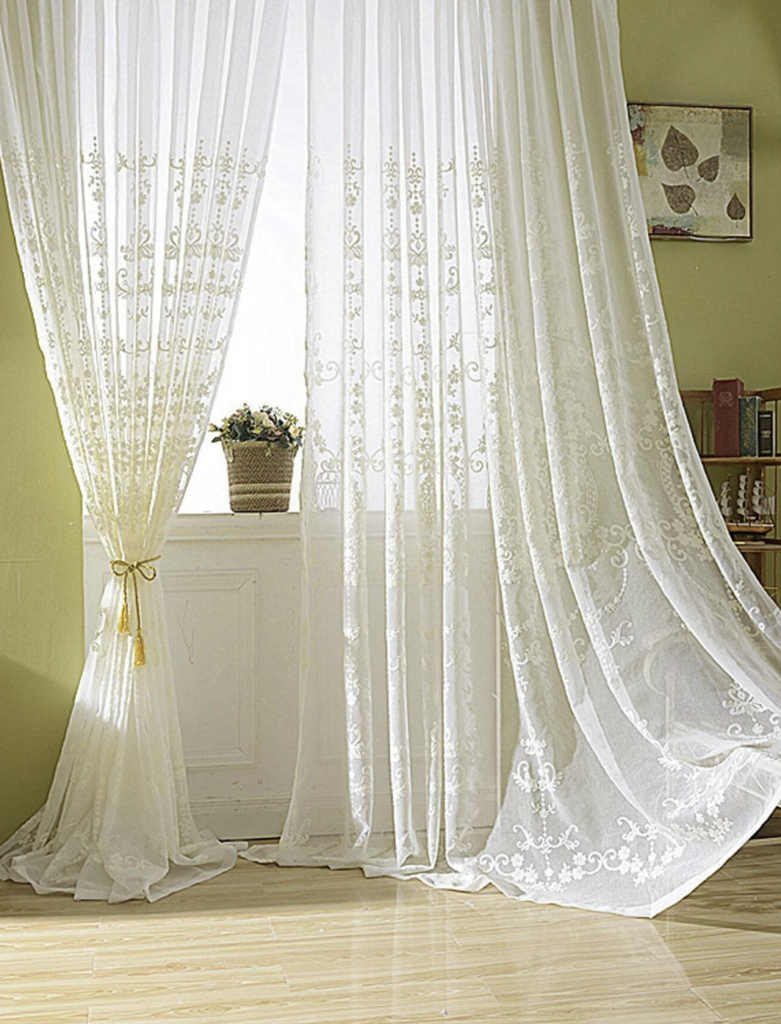 embroidery sheer curtain